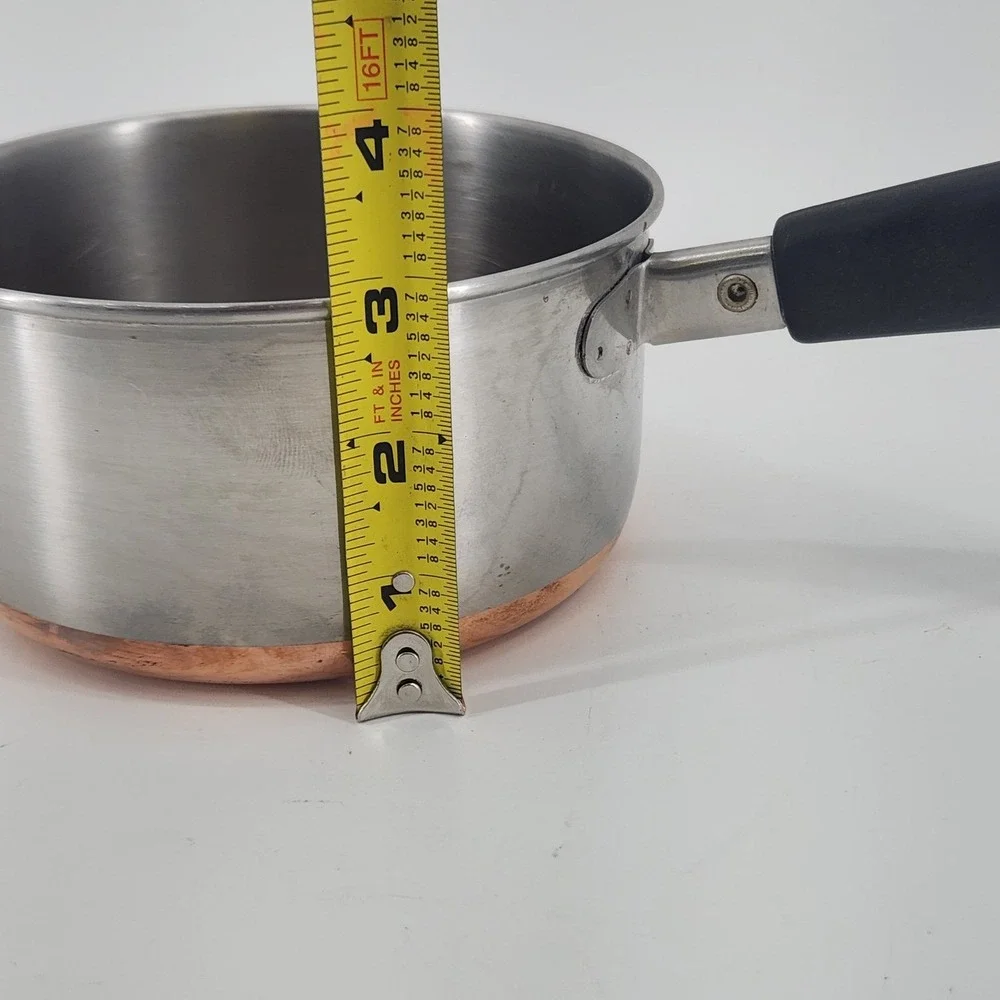 Revere Ware 1 Qt Saucepan Copper Bottom Stainless Steel Clinton IL USA Vintage
